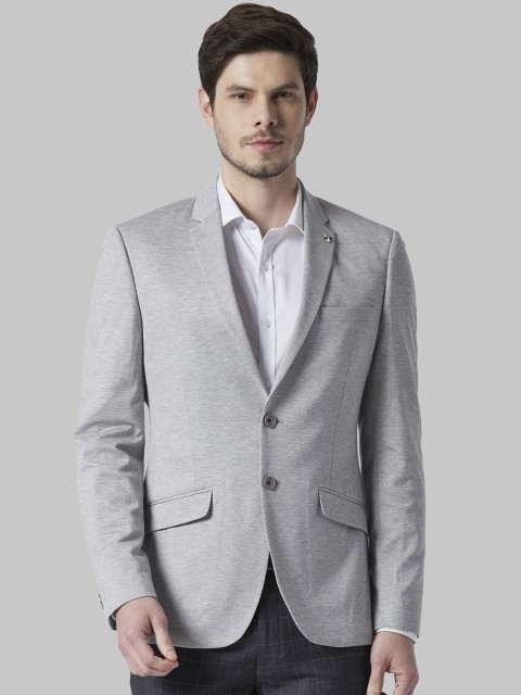 

Park Avenue Men Grey Solid Single Breasted Formal Blazer