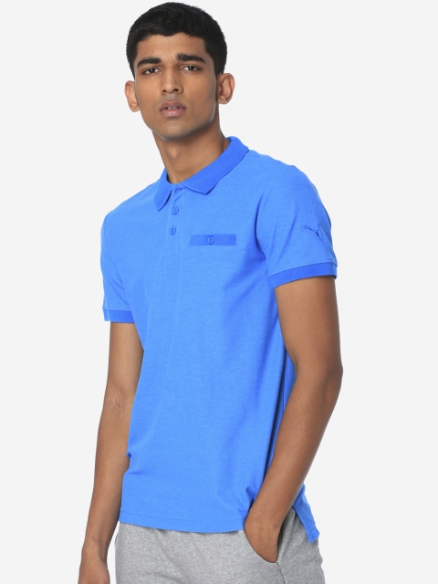 

Puma Men Blue Self Design Polo Collar T-shirt