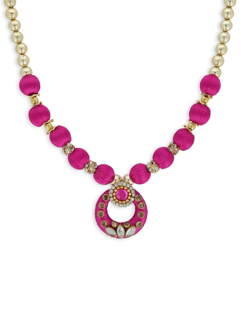 

AKSHARA Girls Pink & Gold-Plated Alloy Handcrafted Necklace