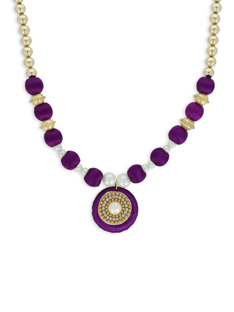 

AKSHARA Girls Purple Gold-Plated Handcrafted Necklace