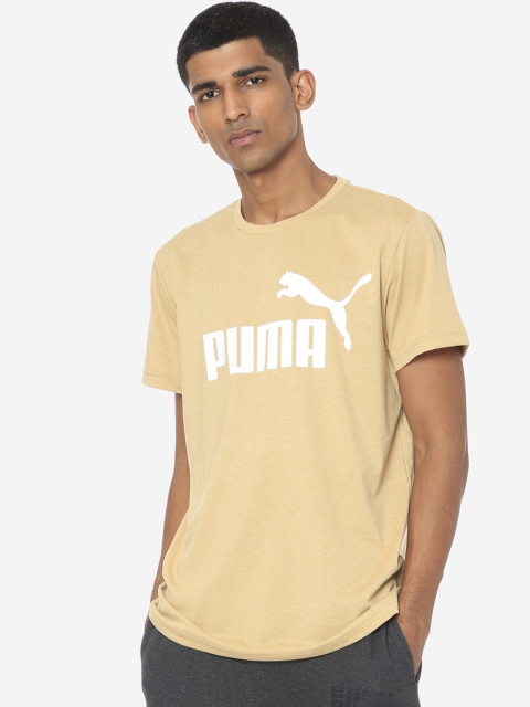 

Puma Men Taupe Printed Round Neck ESS+ Heather Tee Taos T-shirt