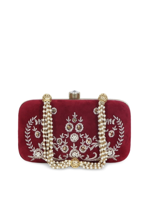 

Diwaah Red Embroidered Box Clutch