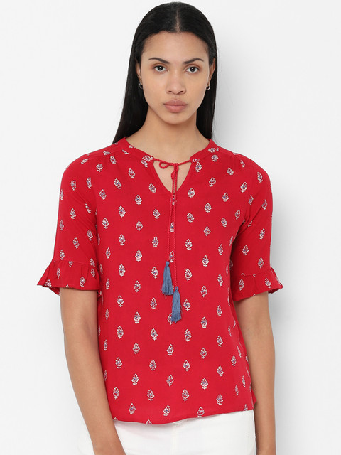 

People Women Red Ethnic Print Top