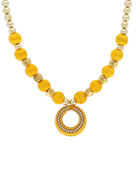 

AKSHARA Girls Yellow & Gold-Plated Handcrafted Necklace