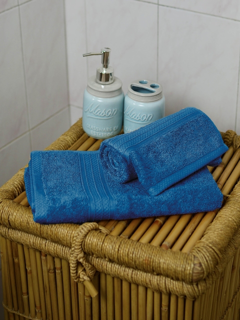 

Avira Home Set of 2 Blue Solid 600GSM Pure Cotton Hand Towels