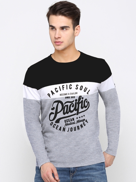 

Maniac Men Grey Printed Round Neck Pure Cotton T-shirt