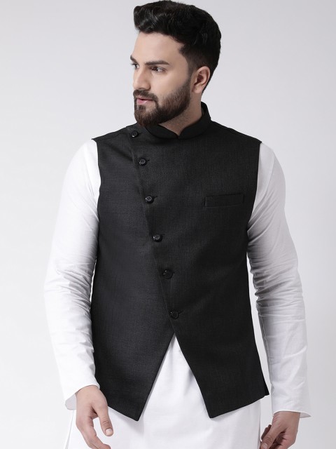 

TABARD Men Black Solid Pure Cotton Nehru Jacket