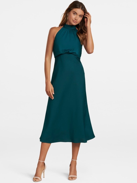 

Forever New Women Teal Green Solid Fit and Flare Dress