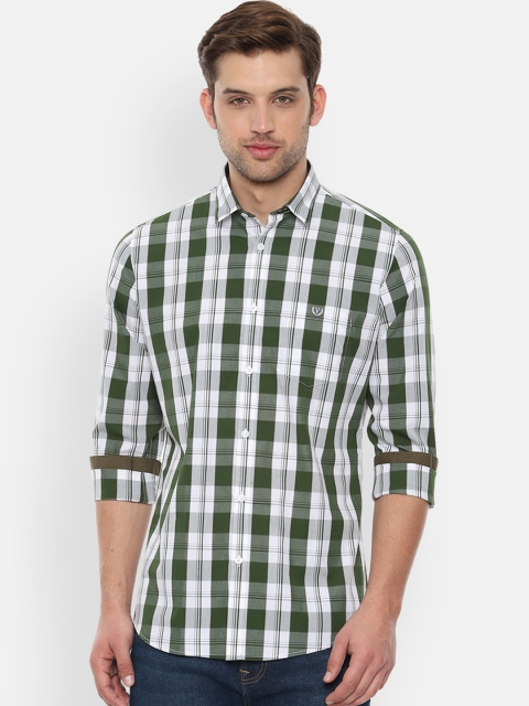 

Van Heusen Sport Men Olive Green & White Slim Fit Checked Casual Shirt