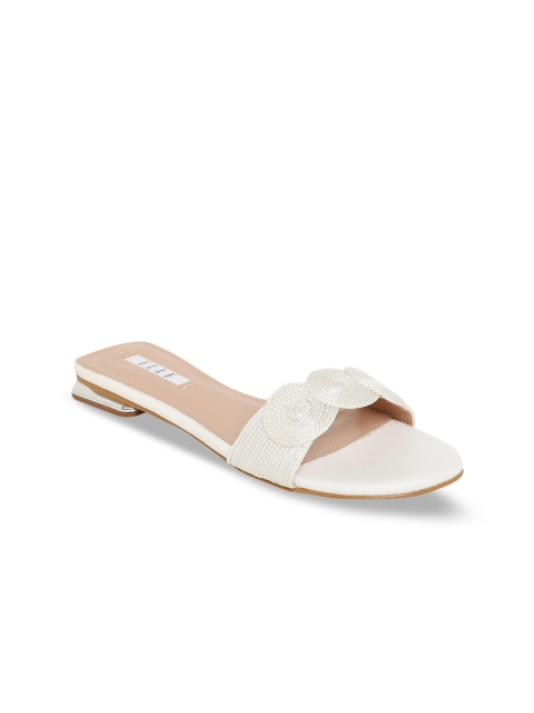 

ELLE Women White Solid Open Toe Flats