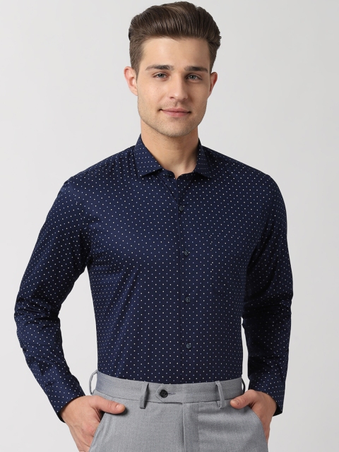 

Peter England Men Navy Blue & White Slim Fit Printed Formal Shirt