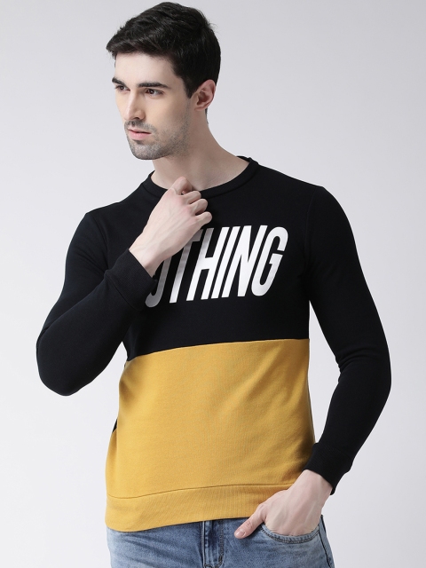 

Leo Sansini Men Black & Mustard Colourblocked Sweatshirt