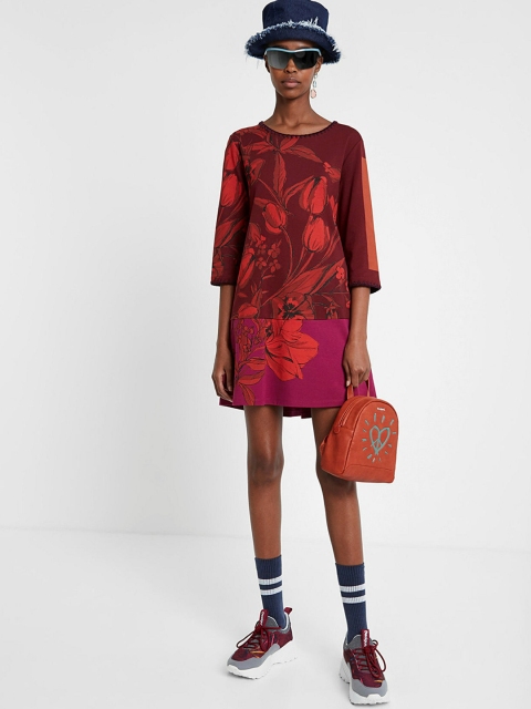 

Desigual Women Maroon Printed T-shirt Dress