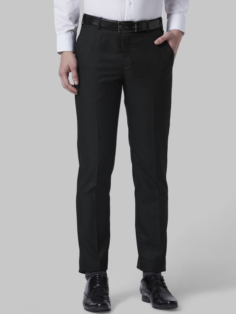 

Park Avenue Men Black Self Design Regular Fit Formal Trousers
