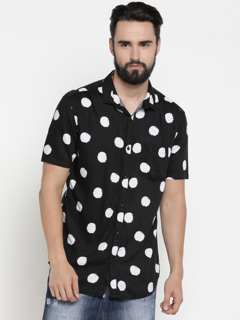 

SHOWOFF Men Black & White Slim Fit Printed Casual Shirt