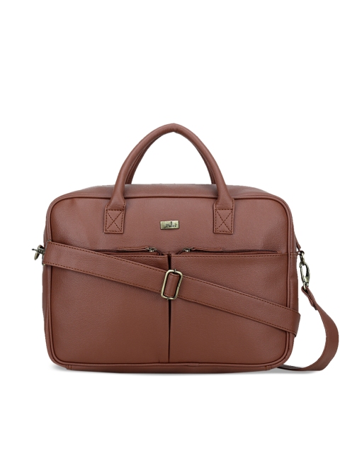 

yelloe Men Tan Brown Solid Laptop Bag