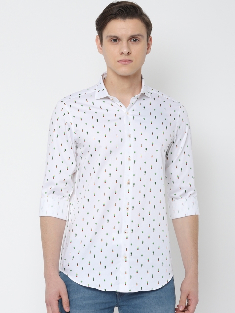 

SIMON CARTER LONDON Men White Slim Fit Printed Casual Shirt