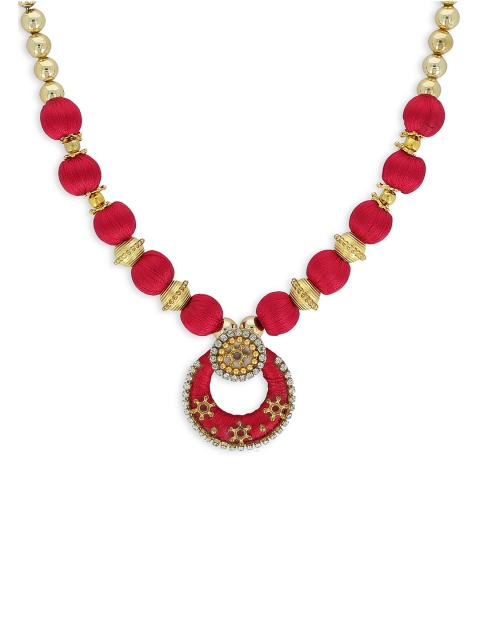 

AKSHARA Girls Red Gold-Plated Handcrafted Necklace