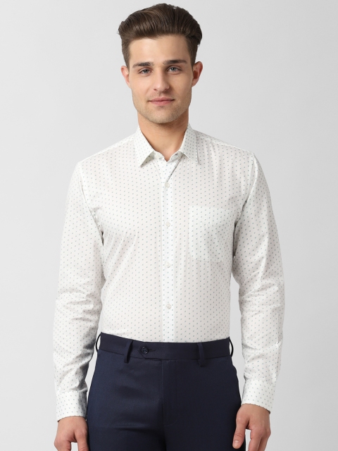 

Peter England Men Off-White & Green Slim Fit Printed Formal Shirt