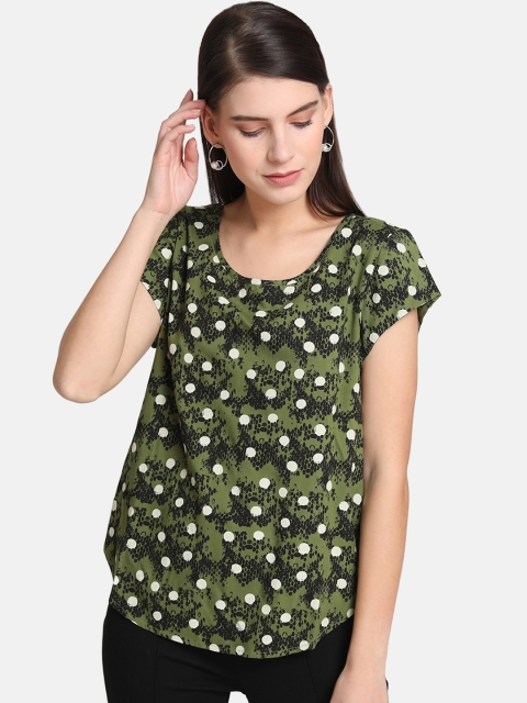 

Kazo Women Green Polka Dot Print Top