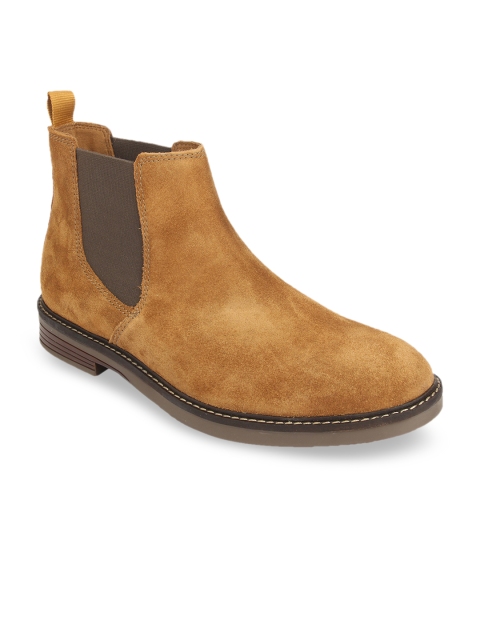 

Clarks Men Tan Brown Suede Mid-Top Chelsea Boots