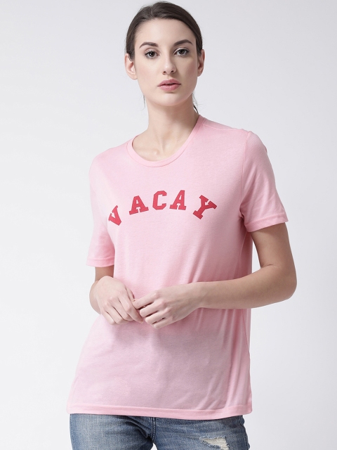 

Club York Women Pink Printed Round Neck T-shirt