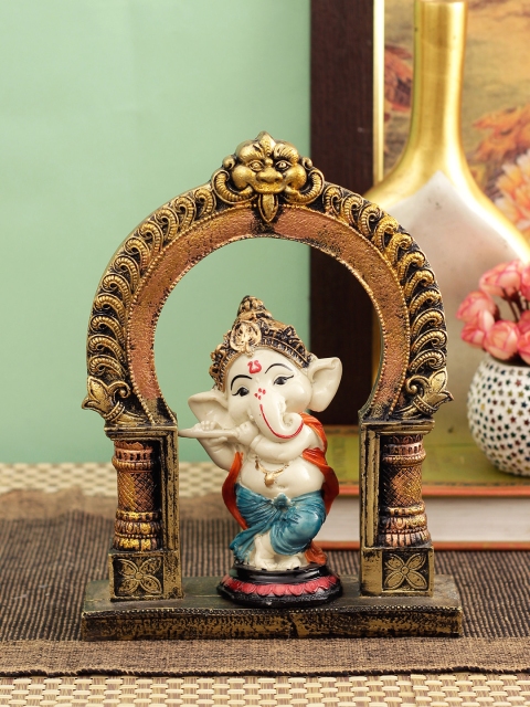 

TIED RIBBONS Gold-Toned & Cream-Coloured Ganesh Idol Statue