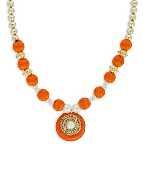 

AKSHARA Girls Gold-Plated & Orange Handcrafted Necklace