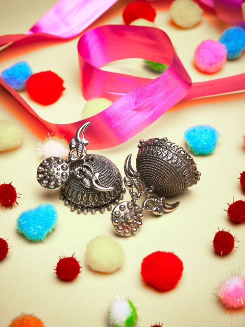 

ZeroKaata Silver-Plated Handcrafted Dome Shaped Jhumkas