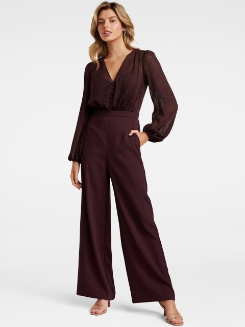

Forever New Women Burgundy Solid Basic Jumpsuit