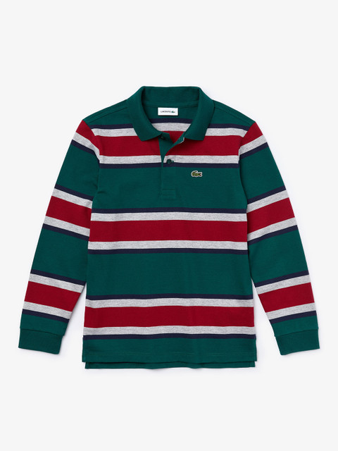 

Lacoste Boys Green Striped Polo Collar T-shirt