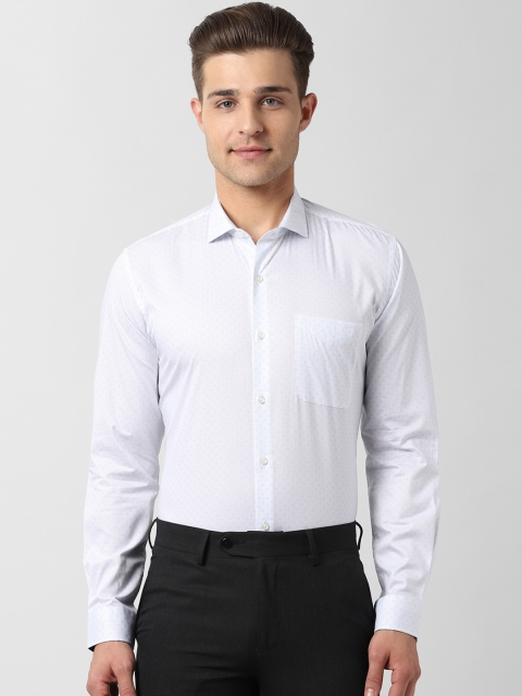 

Peter England Men White & Blue Slim Fit Printed Formal Shirt