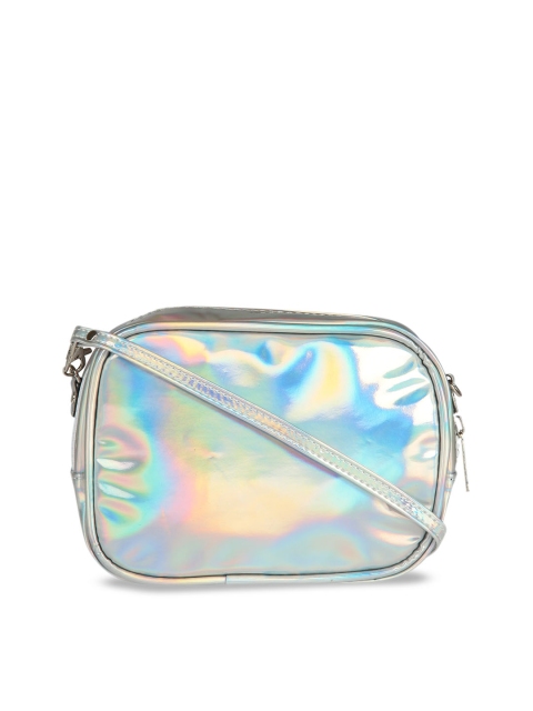 

red pout Silver-Toned Solid Sling Bag