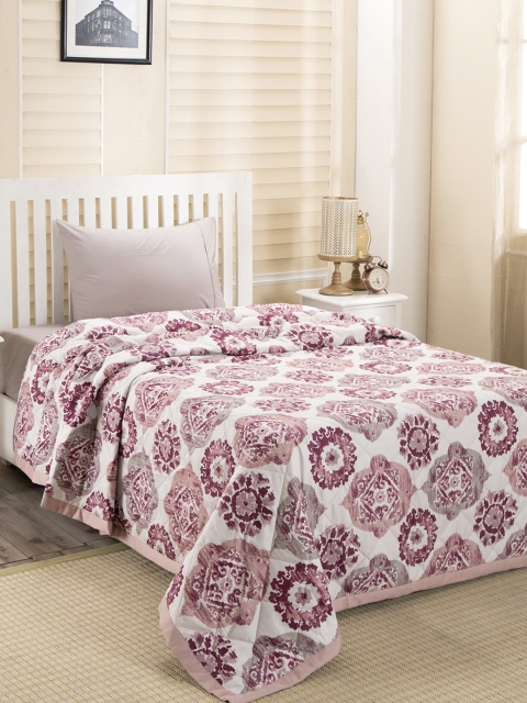 

MASPAR Pink & White Ethnic Motif AC Room 120 GSM Single Bed Comforter