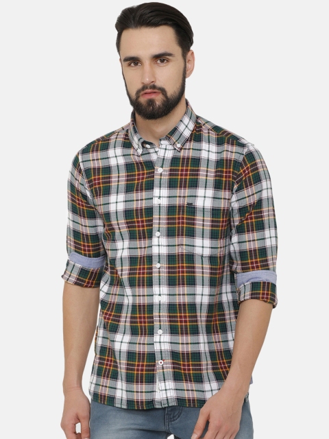

Bar Harbour Men Green & Red Slim Fit Checked Casual Shirt