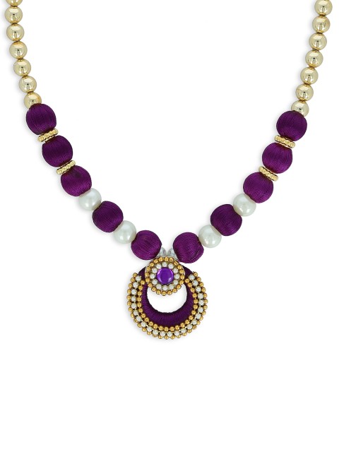 

AKSHARA Girls Purple & Gold-Plated Alloy Handcrafted Necklace