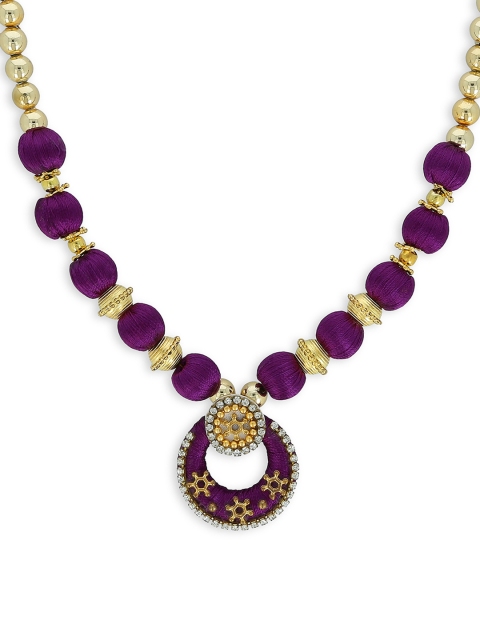 

AKSHARA Girls Purple Gold-Plated Handcrafted Necklace
