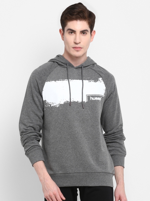 

hummel Men Grey Printed Hooded Sweatshirt