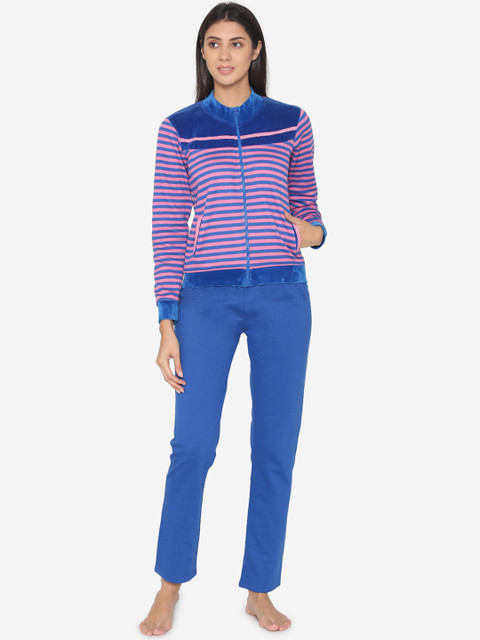 

Private Lives Women Blue & Pink Striped Night suit