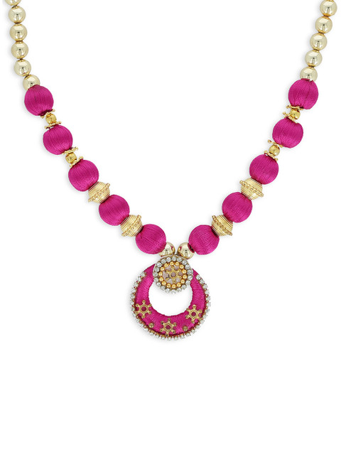 

AKSHARA Girls Pink & Gold-Plated Alloy Handcrafted Necklace