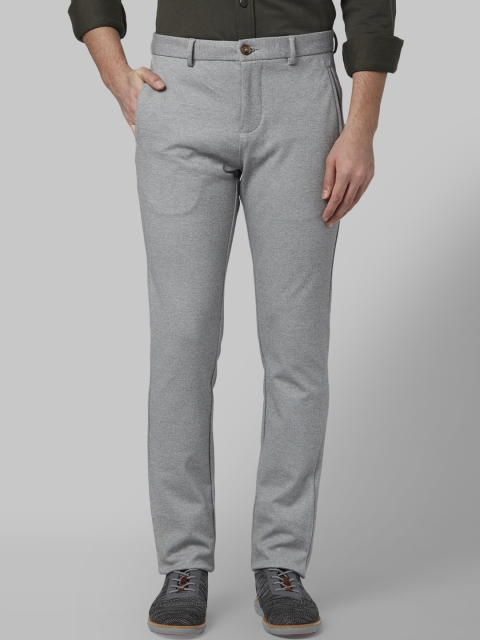 

Park Avenue Men Grey Self Design Regular Fit Regular Trousers
