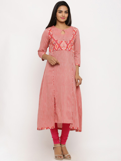 

BUYCLARA Women Pink Printed Kurti with Churidar