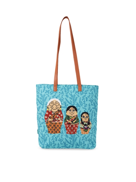 

Chumbak Blue & Sea Green Printed Shoulder Bag
