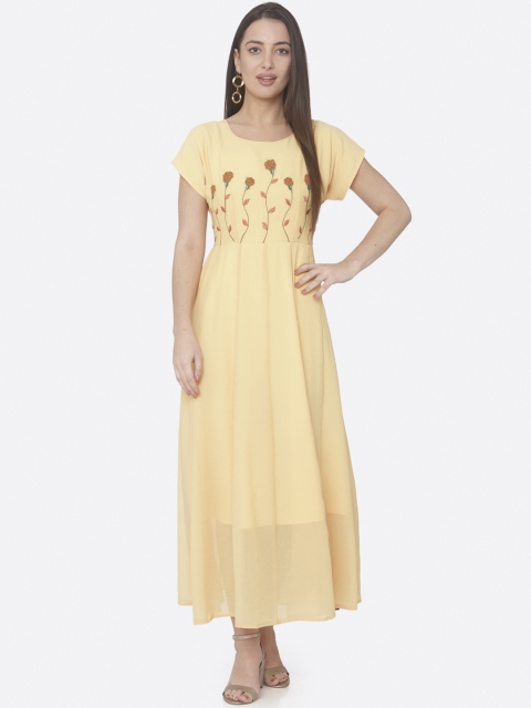 

RAISIN Women Yellow Solid Maxi Dress