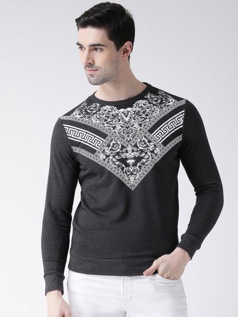 

Leo Sansini Men Charcoal Grey & White Printed Sweatshirt