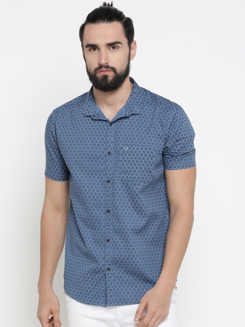 

SHOWOFF Men Blue Printed Slim Fit Casual Shirt