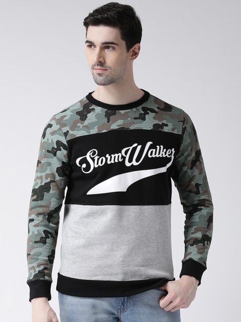 

Leo Sansini Men Black & Grey Camouflage Printed Sweatshirt
