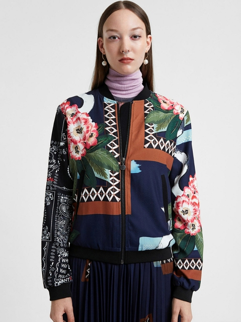 

Desigual Women Blue Printed Bomber