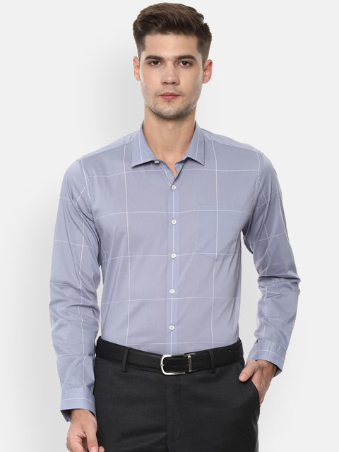

Van Heusen Men Grey Slim Fit Checked Formal Shirt