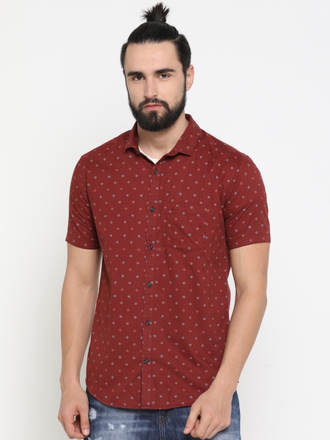 

SHOWOFF Men Maroon Slim Fit Printed Casual Shirt